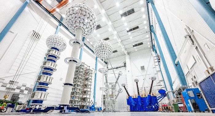 [image]High-Voltage Direct Current (HVDC) power transformer testing area in one of Hitachi Energy's facilities in Europe